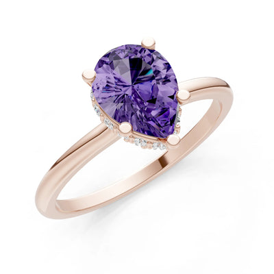 Pear Hidden Double Halo Engagement Ring