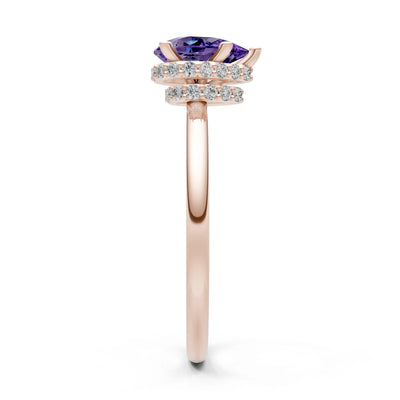 Pear Hidden Double Halo Engagement Ring