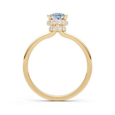 Aquamarine Pear Hidden Double Halo Engagement Ring