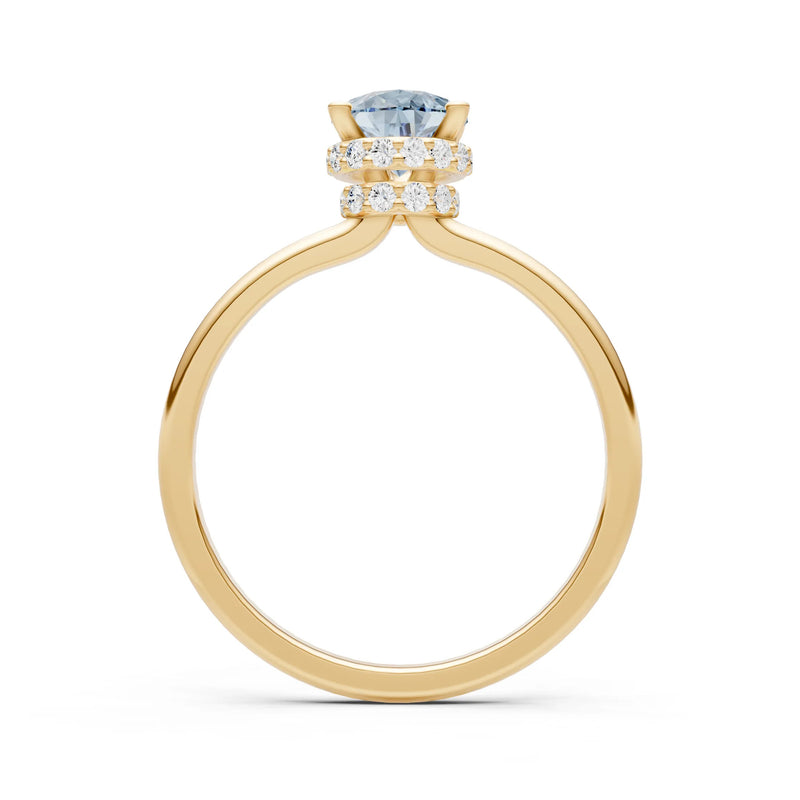 Aquamarine Pear Hidden Double Halo Engagement Ring