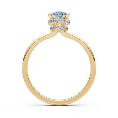 Pear Hidden Double Halo Engagement Ring