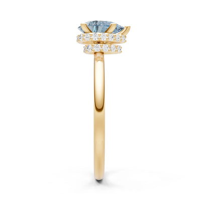 Aquamarine Pear Hidden Double Halo Engagement Ring