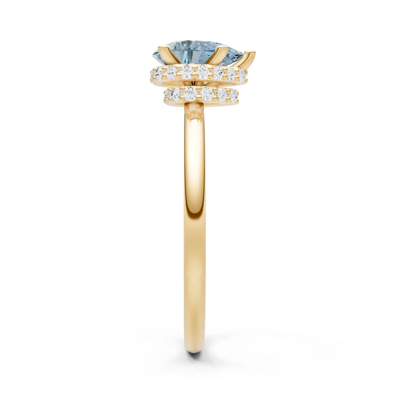 Aquamarine Pear Hidden Double Halo Engagement Ring