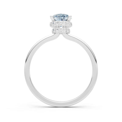 Aquamarine Pear Hidden Double Halo Engagement Ring