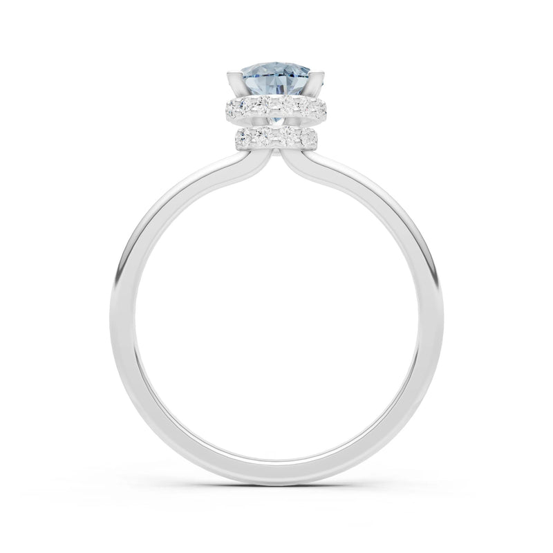 Aquamarine Pear Hidden Double Halo Engagement Ring