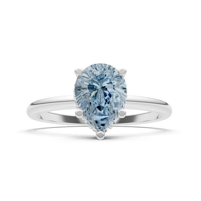 Aquamarine Pear Hidden Double Halo Engagement Ring