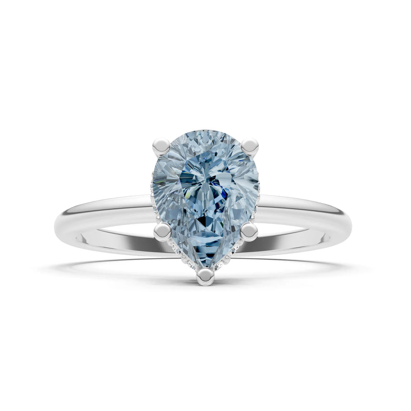 Aquamarine Pear Hidden Double Halo Engagement Ring