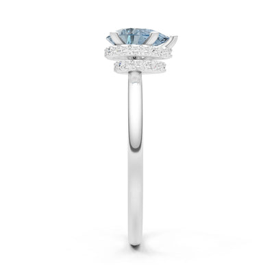 Aquamarine Pear Hidden Double Halo Engagement Ring