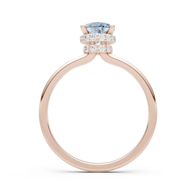 Aquamarine Pear Hidden Double Halo Engagement Ring