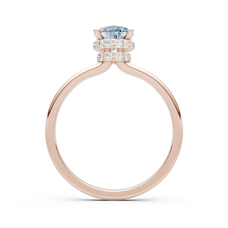 Aquamarine Pear Hidden Double Halo Engagement Ring