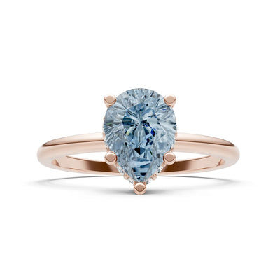 Pear Hidden Double Halo Engagement Ring