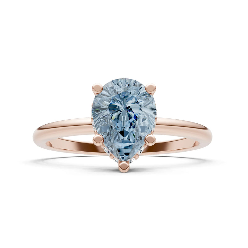 Aquamarine Pear Hidden Double Halo Engagement Ring