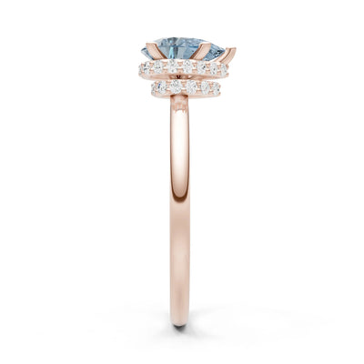 Aquamarine Pear Hidden Double Halo Engagement Ring