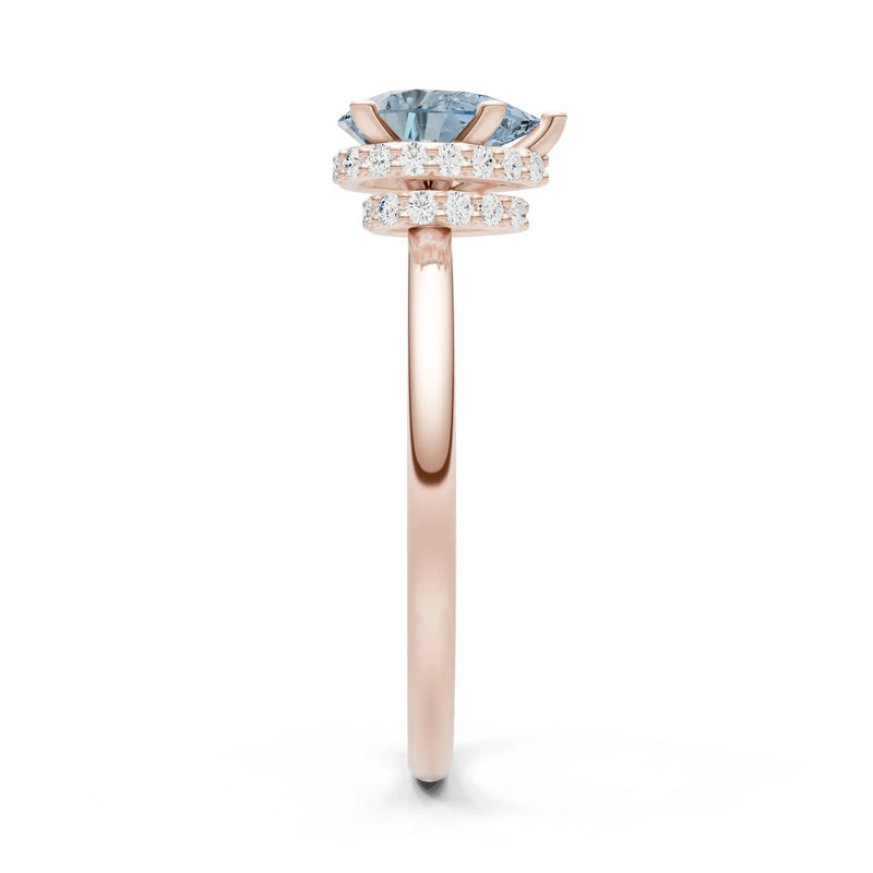 Aquamarine Pear Hidden Double Halo Engagement Ring