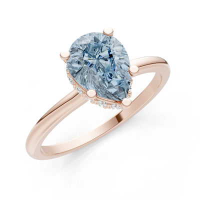 Aquamarine Pear Hidden Double Halo Engagement Ring