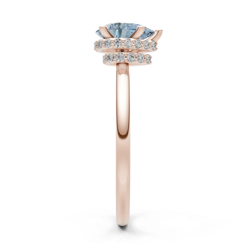 Pear Hidden Double Halo Engagement Ring