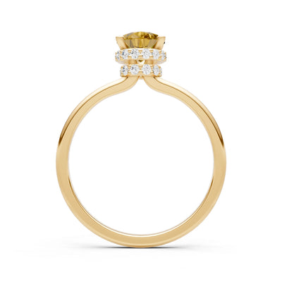 Citrine Pear Hidden Double Halo Engagement Ring