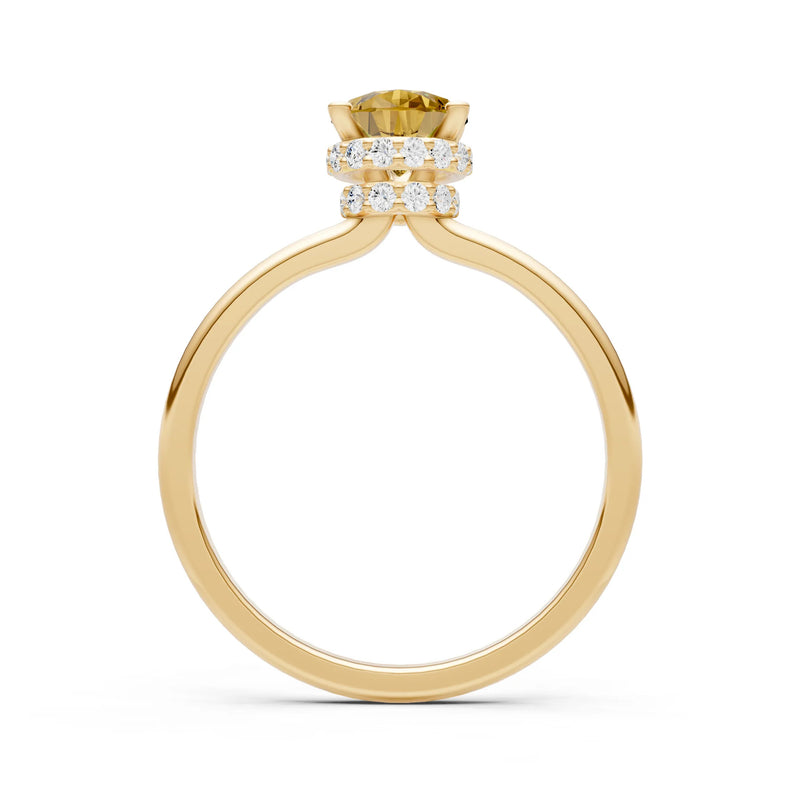 Citrine Pear Hidden Double Halo Engagement Ring