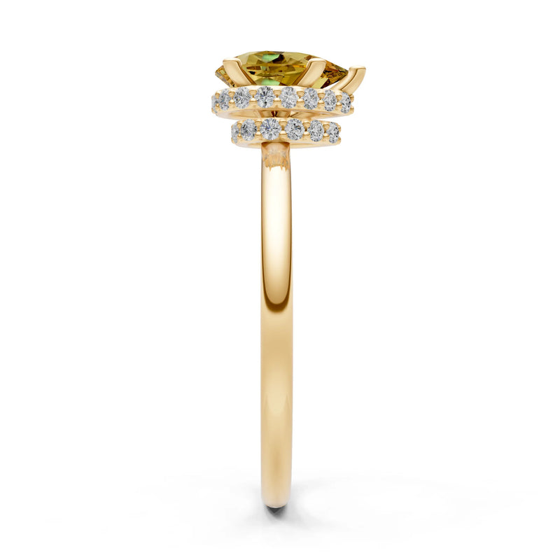 Pear Hidden Double Halo Engagement Ring