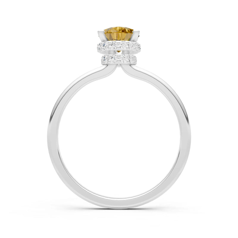 Citrine Pear Hidden Double Halo Engagement Ring