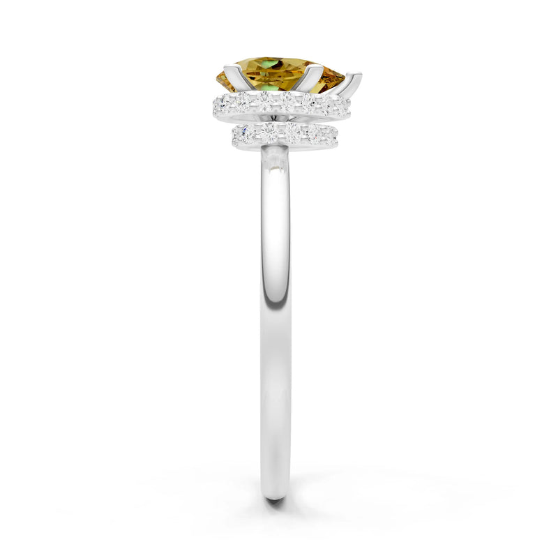 Citrine Pear Hidden Double Halo Engagement Ring