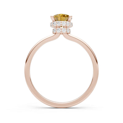 Pear Hidden Double Halo Engagement Ring