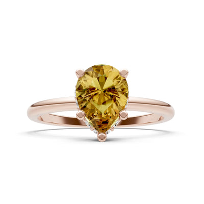 Pear Hidden Double Halo Engagement Ring