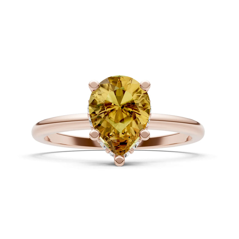 Pear Hidden Double Halo Engagement Ring
