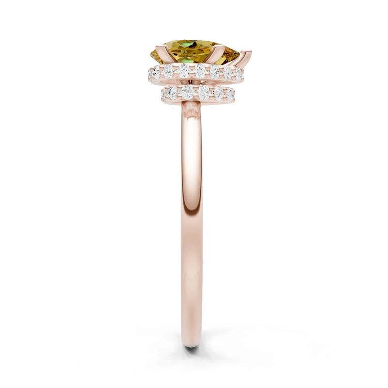 Pear Hidden Double Halo Engagement Ring