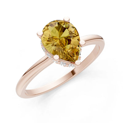 Pear Hidden Double Halo Engagement Ring