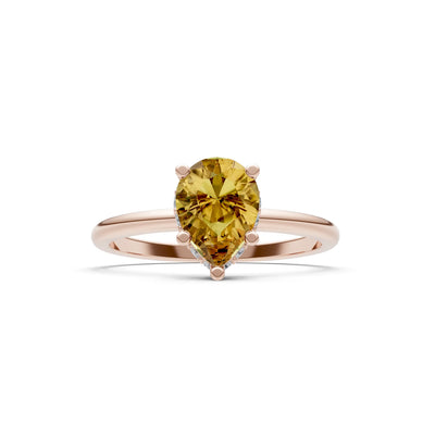 Pear Hidden Double Halo Engagement Ring