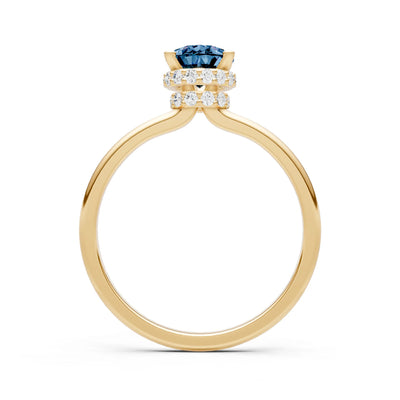 Alexandrite Pear Hidden Double Halo Engagement Ring