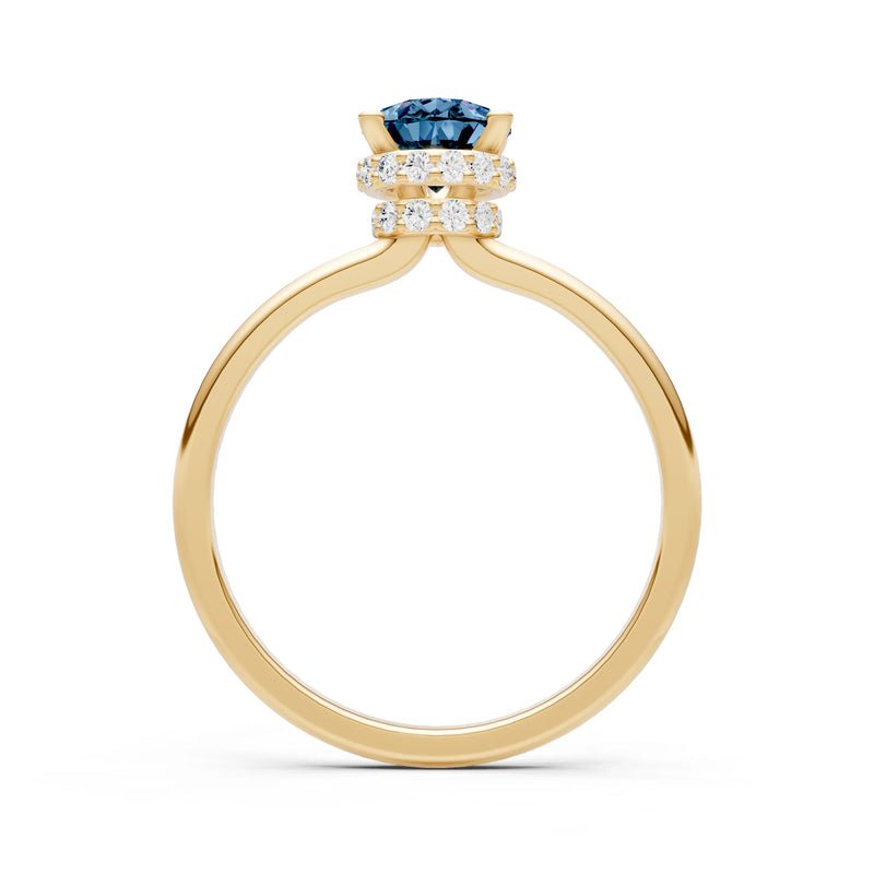 Alexandrite Pear Hidden Double Halo Engagement Ring