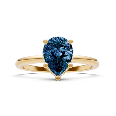 Alexandrite Pear Hidden Double Halo Engagement Ring