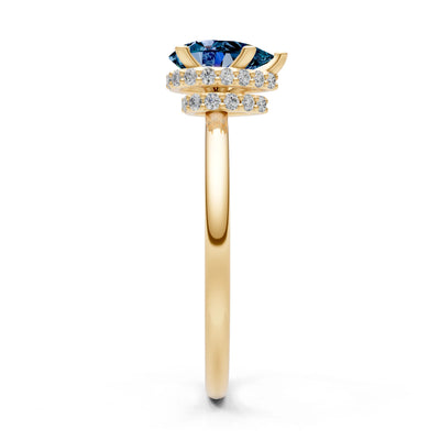 Pear Hidden Double Halo Engagement Ring