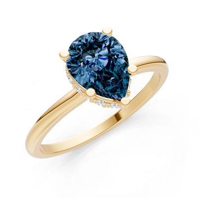 Alexandrite Pear Hidden Double Halo Engagement Ring