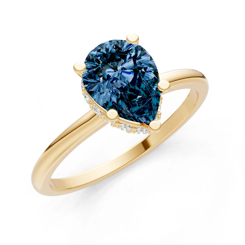 Alexandrite Pear Hidden Double Halo Engagement Ring