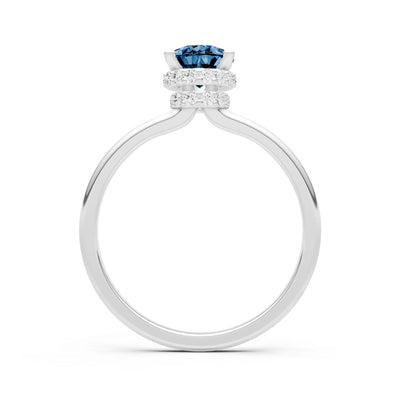 Alexandrite Pear Hidden Double Halo Engagement Ring