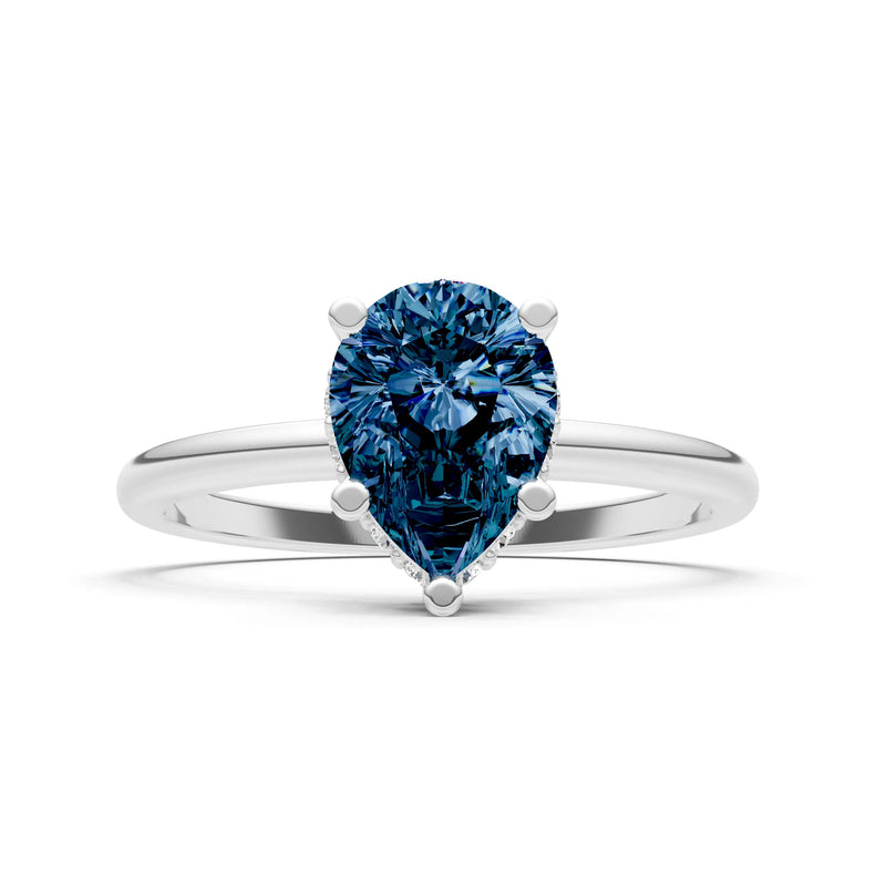 Alexandrite Pear Hidden Double Halo Engagement Ring