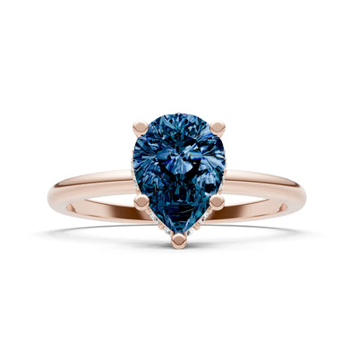 Alexandrite Pear Hidden Double Halo Engagement Ring