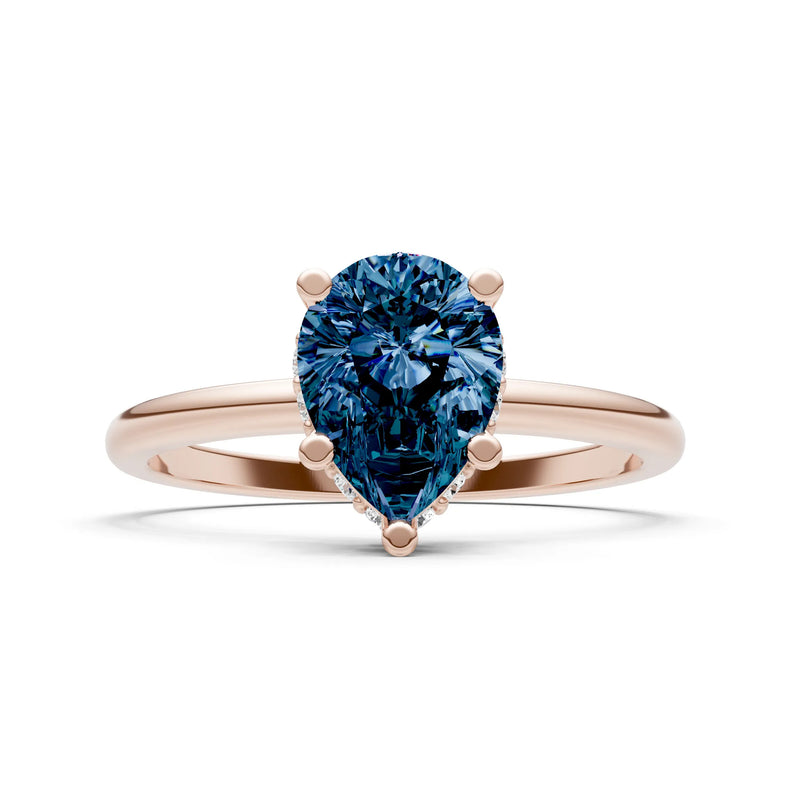 Alexandrite Pear Hidden Double Halo Engagement Ring