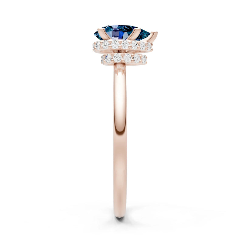 Pear Hidden Double Halo Engagement Ring