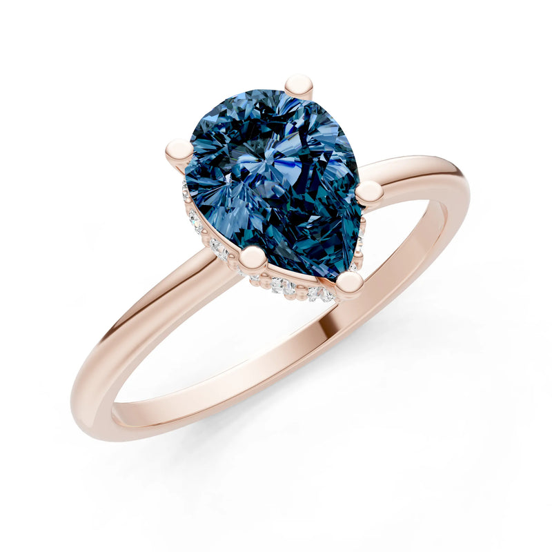 Pear Hidden Double Halo Engagement Ring