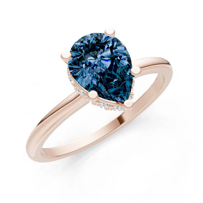 Alexandrite Pear Hidden Double Halo Engagement Ring