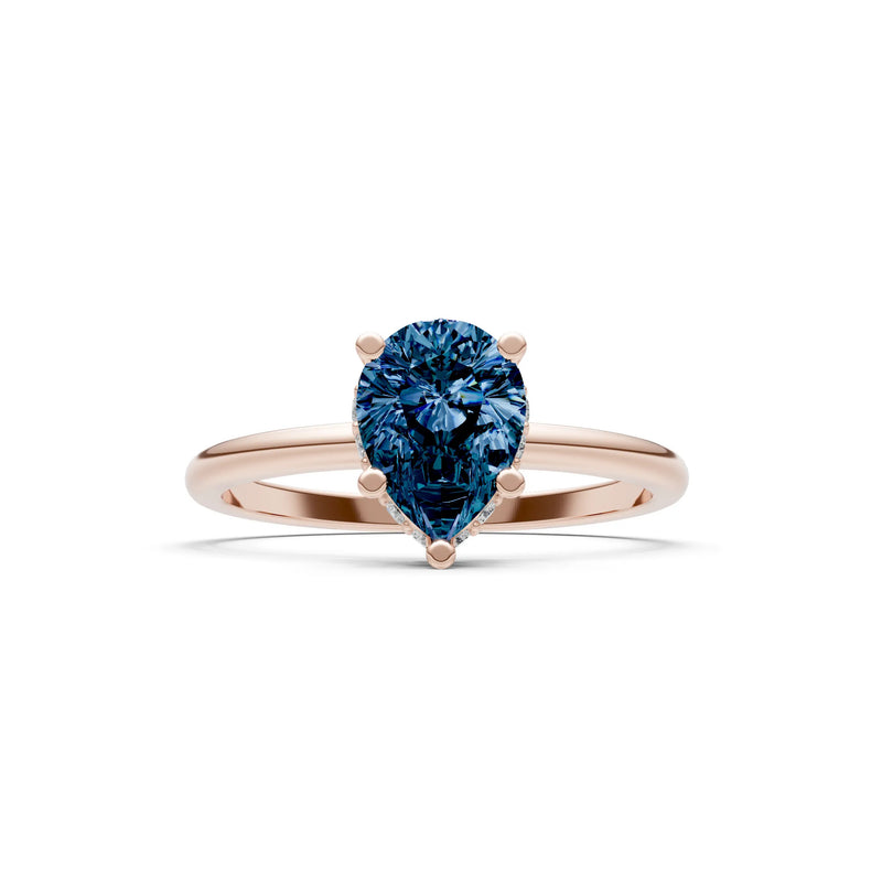 Pear Hidden Double Halo Engagement Ring