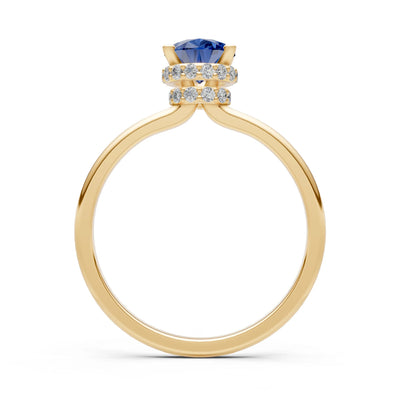 Pear Hidden Double Halo Engagement Ring