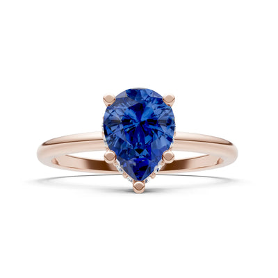 Pear Hidden Double Halo Engagement Ring