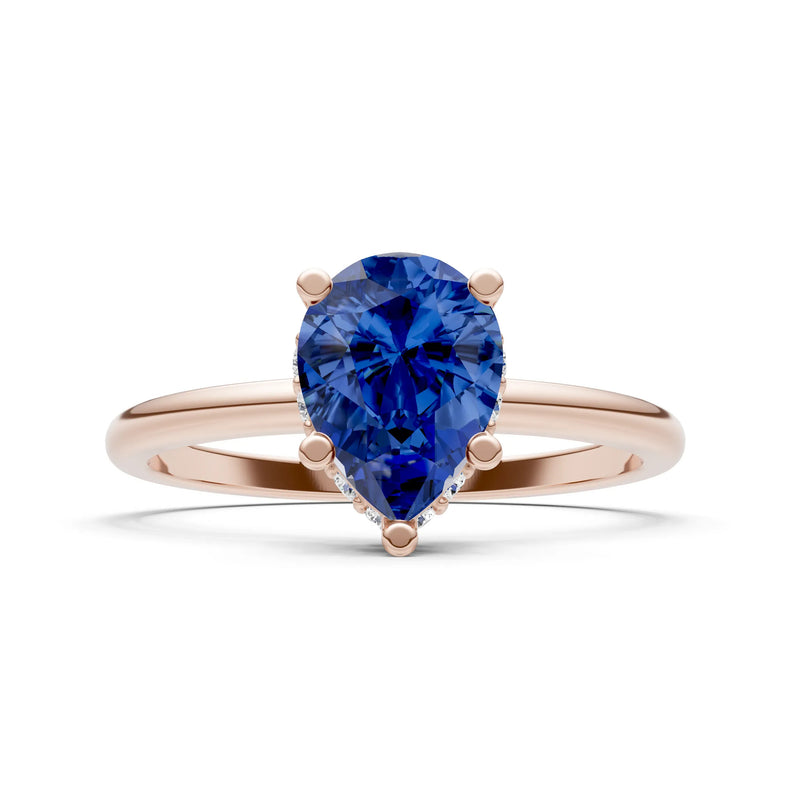 Pear Hidden Double Halo Engagement Ring