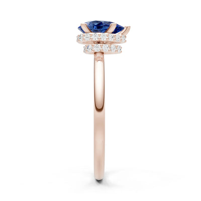 Pear Hidden Double Halo Engagement Ring