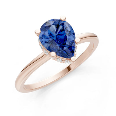 Pear Hidden Double Halo Engagement Ring